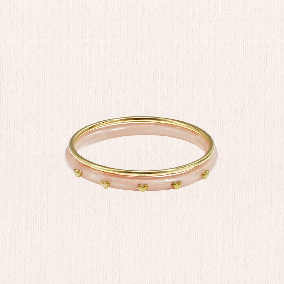 Lichtroze bangleset met hartjes