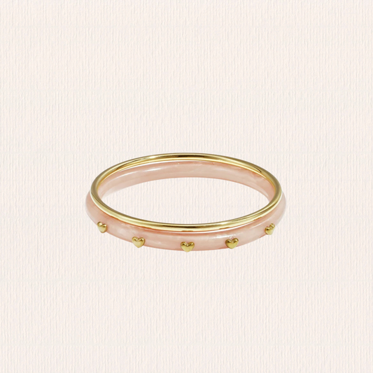 Lichtroze bangleset met hartjes