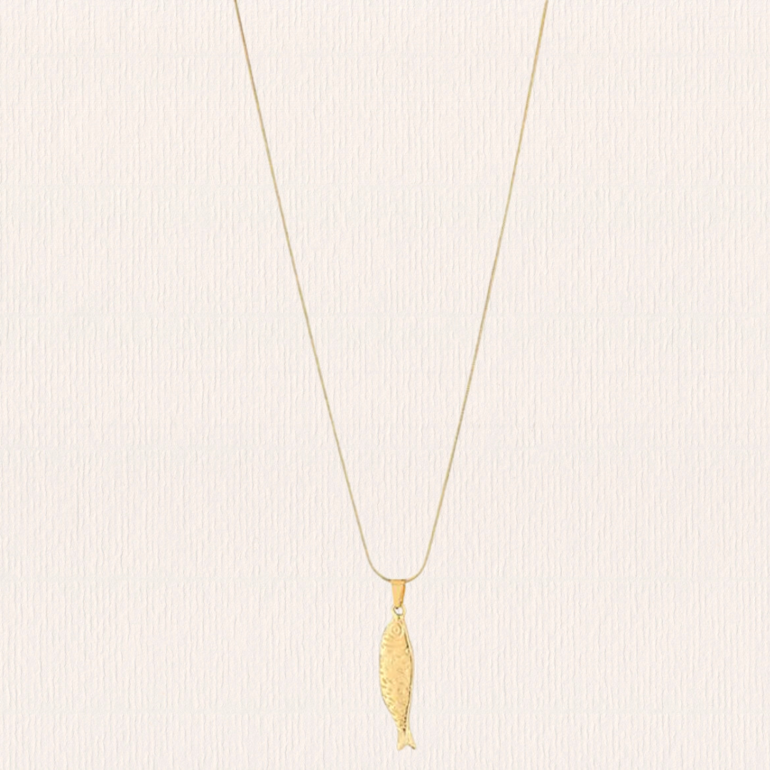 Lange ketting met vis bedel