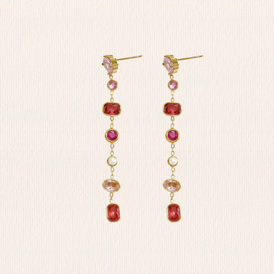 Roze zirkonium oorbellen