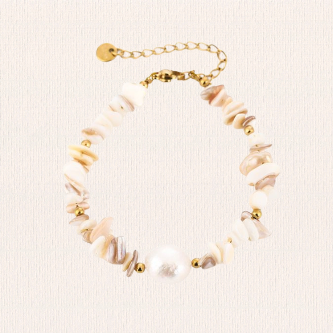 Beige kralenarmband parel