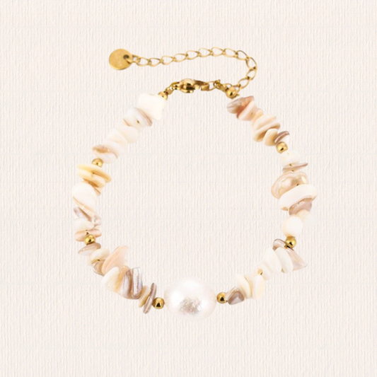 Beige kralenarmband parel