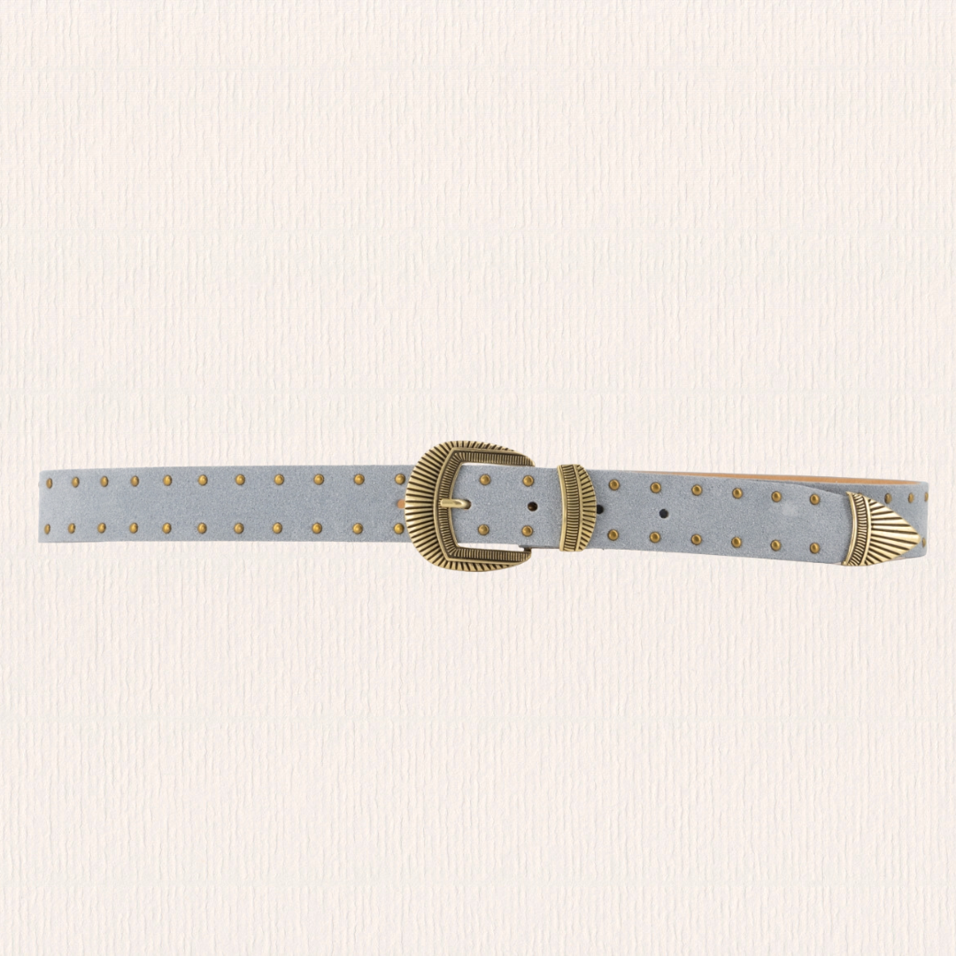 Lichtblauwe leren riem