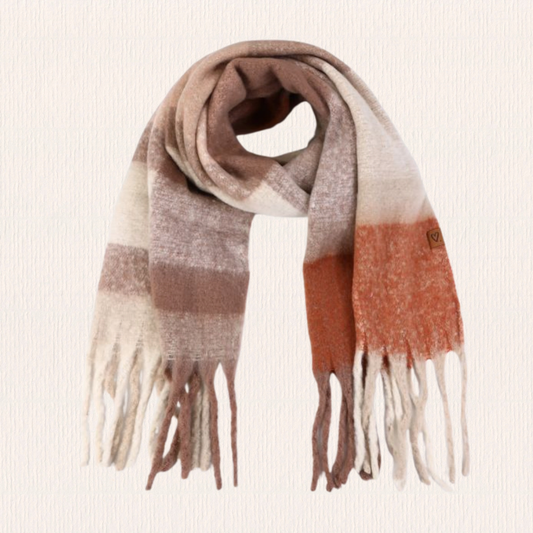 Beige geblokte wintersjaal