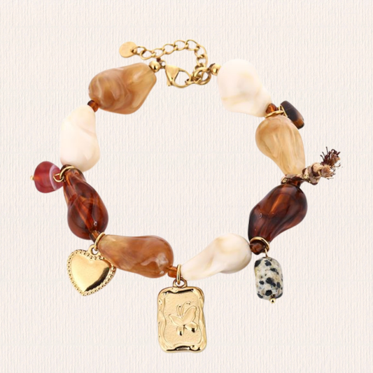 Beige ongelijke bedelarmband